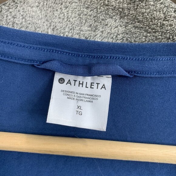 Athleta Air Out Cinch Shirt Womens XL Blue Top Open Back Workout Gym Athleisure - Picture 4 of 8